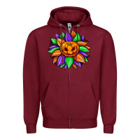 Burgundy sunflower halloween Zipper Hoodie - JahusDesignShop