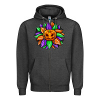 Charcoal Heather sunflower halloween Zipper Hoodie - JahusDesignShop