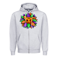 Heather Grey sunflower halloween Zipper Hoodie - JahusDesignShop