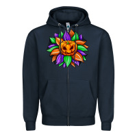 Navy sunflower halloween Zipper Hoodie - JahusDesignShop
