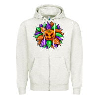 Oatmeal Heather sunflower halloween Zipper Hoodie - JahusDesignShop