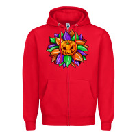 Red sunflower halloween Zipper Hoodie - JahusDesignShop