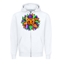 White sunflower halloween Zipper Hoodie - JahusDesignShop