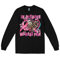 Black western leopard  in october we wear pink heart Long Sleeve Tee - AdoDesignShop