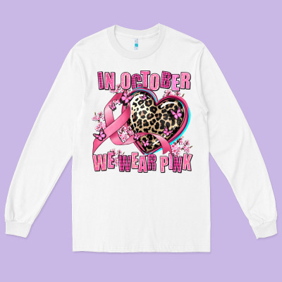 Western Leopard  In October We Wear Pink Heart Long Sleeve Tee Designed By Adodesignshop