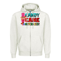 Oatmeal Heather candy cane and pink nutcracker ado Zipper Hoodie - AdoDesignShop