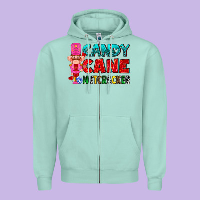 Candy Cane And Pink Nutcracker Ado Zipper Hoodie Designed By Adodesignshop