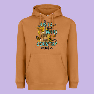 Just A Girl Who Loves Country Music Heavyweight Hoodie Designed By Maliassmallbusiness