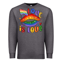 Charcoal Heather love is love lips Premium Sweatshirt - MaliasSmallBusiness