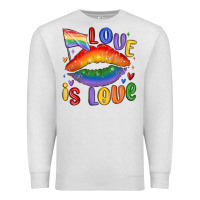 Oatmeal Heather love is love lips Premium Sweatshirt - MaliasSmallBusiness