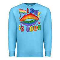 Ocean Blue love is love lips Premium Sweatshirt - MaliasSmallBusiness