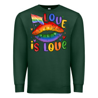 Sports Green love is love lips Premium Sweatshirt - MaliasSmallBusiness