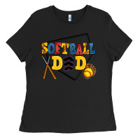 Black softball dad Ladies Tee - AdoDesignShop