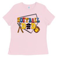 Bubblegum Pink softball dad Ladies Tee - AdoDesignShop