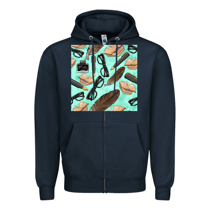 Literature Seamless Pattern Zipper Hoodie by BundleAndBundleShop | Teevron