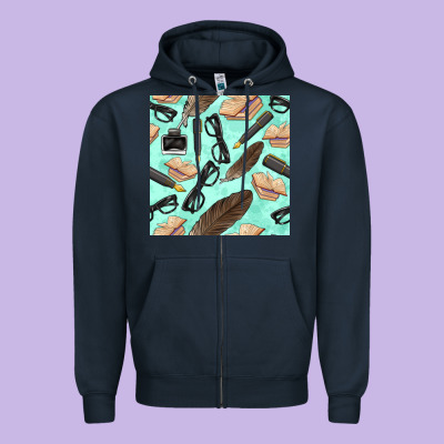 Literature Seamless Pattern Zipper Hoodie Designed By Bundleandbundleshop