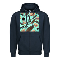 Navy literature seamless pattern Zipper Hoodie - BundleAndBundleShop