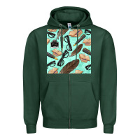 Sports Green literature seamless pattern Zipper Hoodie - BundleAndBundleShop