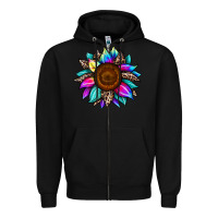 Black sunflower tie dye Zipper Hoodie - JahusDesignShop