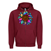 Burgundy sunflower tie dye Zipper Hoodie - JahusDesignShop