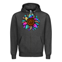 Charcoal Heather sunflower tie dye Zipper Hoodie - JahusDesignShop