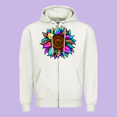 Sunflower Tie Dye Zipper Hoodie Designed By Jahusdesignshop