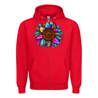 Red sunflower tie dye Zipper Hoodie - JahusDesignShop