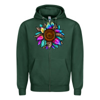 Sports Green sunflower tie dye Zipper Hoodie - JahusDesignShop