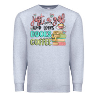 Heather Grey just a girl who loves books and coffee Premium Sweatshirt - MaliasSmallBusiness