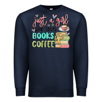 Navy just a girl who loves books and coffee Premium Sweatshirt - MaliasSmallBusiness