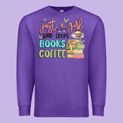Just A Girl Who Loves Books And Coffee Premium Sweatshirt Designed By Maliassmallbusiness
