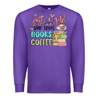 Purple just a girl who loves books and coffee Premium Sweatshirt - MaliasSmallBusiness
