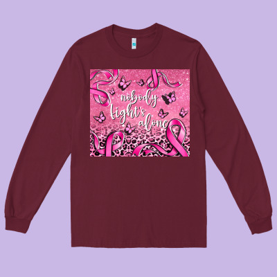 Nobody Fight's Alone Long Sleeve Tee Designed By Adodesignshop