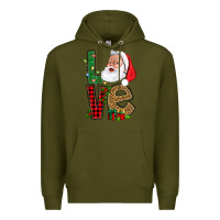 Army Green Love With Santa Portrait Premium Hoodie - BundleAndBundleShop