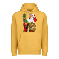Mustard Love With Santa Portrait Premium Hoodie - BundleAndBundleShop