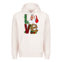 Pale Pink Love With Santa Portrait Premium Hoodie - BundleAndBundleShop