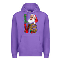 Purple Love With Santa Portrait Premium Hoodie - BundleAndBundleShop