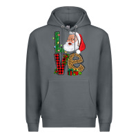 Rock Love With Santa Portrait Premium Hoodie - BundleAndBundleShop