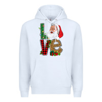 White Love With Santa Portrait Premium Hoodie - BundleAndBundleShop