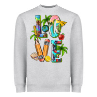 Heather Grey summer love teacher Heavyweight Sweatshirt - texasbilliewilder
