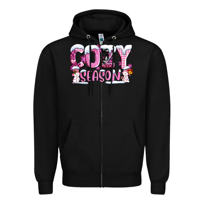 Pink Cozy Season With Snowman Ado Zipper Hoodie by AdoDesignShop | Teevron