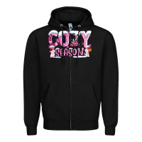 Black pink cozy season with snowman ado Zipper Hoodie - AdoDesignShop