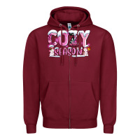Burgundy pink cozy season with snowman ado Zipper Hoodie - AdoDesignShop