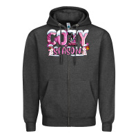 Charcoal Heather pink cozy season with snowman ado Zipper Hoodie - AdoDesignShop