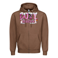 Chestnut pink cozy season with snowman ado Zipper Hoodie - AdoDesignShop
