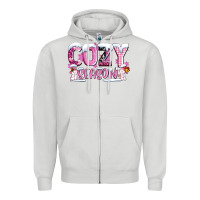 Dove Grey pink cozy season with snowman ado Zipper Hoodie - AdoDesignShop