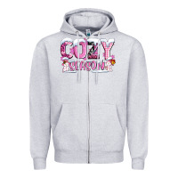 Heather Grey pink cozy season with snowman ado Zipper Hoodie - AdoDesignShop