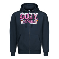 Navy pink cozy season with snowman ado Zipper Hoodie - AdoDesignShop