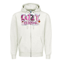 Oatmeal Heather pink cozy season with snowman ado Zipper Hoodie - AdoDesignShop