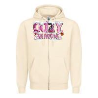 Sandshell pink cozy season with snowman ado Zipper Hoodie - AdoDesignShop